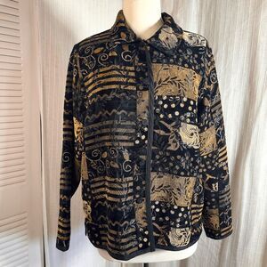 Vintage Jacket Size M Women's Brown and Tan Reversible Pattern Fabric Jacket
